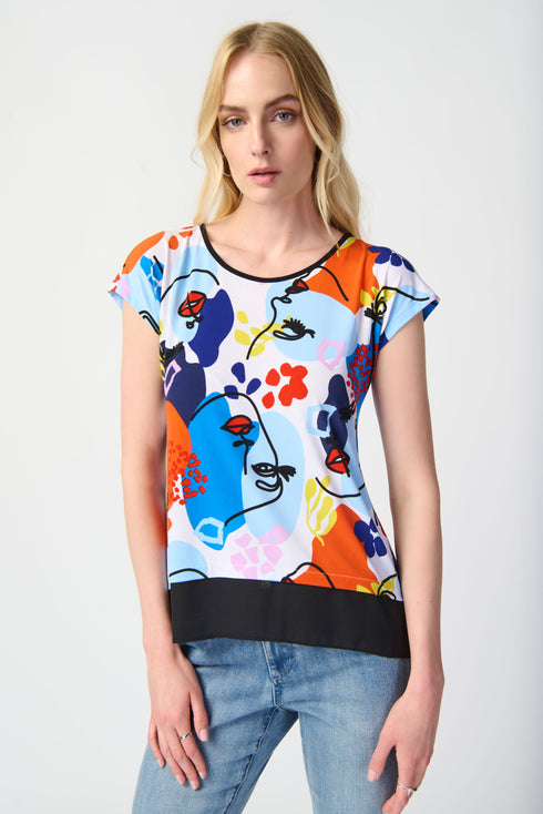 Joseph Ribkoff Top aus Georgette in Trapezsilhouette mit Faceprint